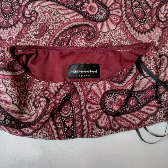 Vintage Y2K Connected Apparel Skirt S Fairy Maroon Paisley Semi Sheer Whimsical - Picture 4 of 8